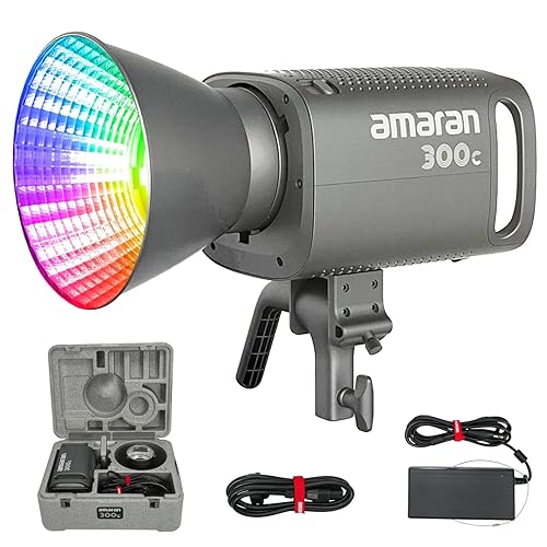 Aputure Amaran 300c RGB COB Video Light Bowen Mount 2,500K to 7,500K CCT with G/M Adjustment 26,580 lux @ 1m with Hyper Reflector Support APP Control - Grey (300c)