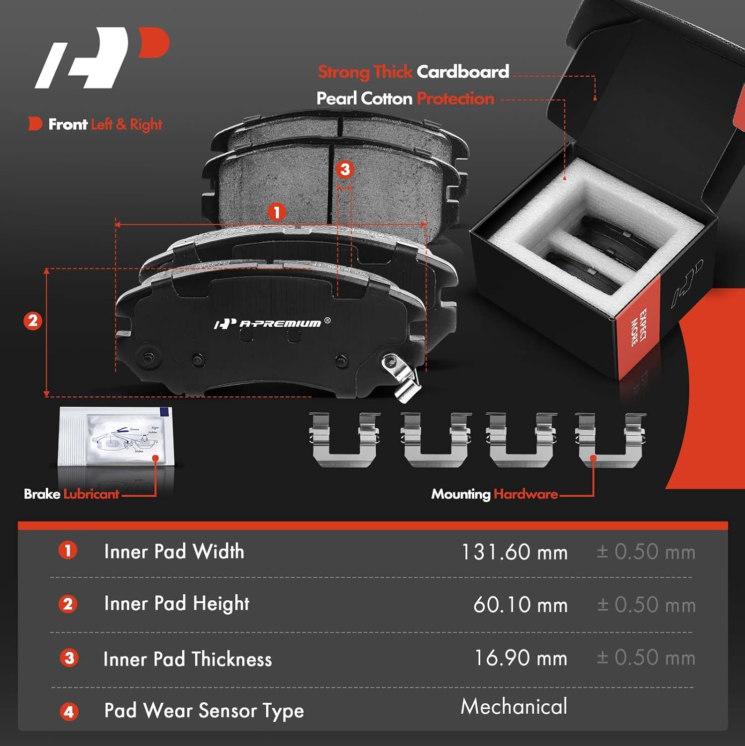 A-Premium 10.82 inch (275mm) Front Vented Disc Brake Rotors + Ceramic Pads Kit Compatible with Select Hyundai Models - Elantra 2007 2008 2009 2010, 6-PC Set