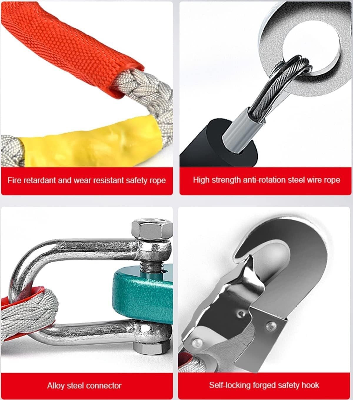 10-65 Ft Self Retracting Lifeline 330lbs/150kg Retractable Safety Harness Lanyard with Quick-Action Braking System and Double Locking Structure(3M)