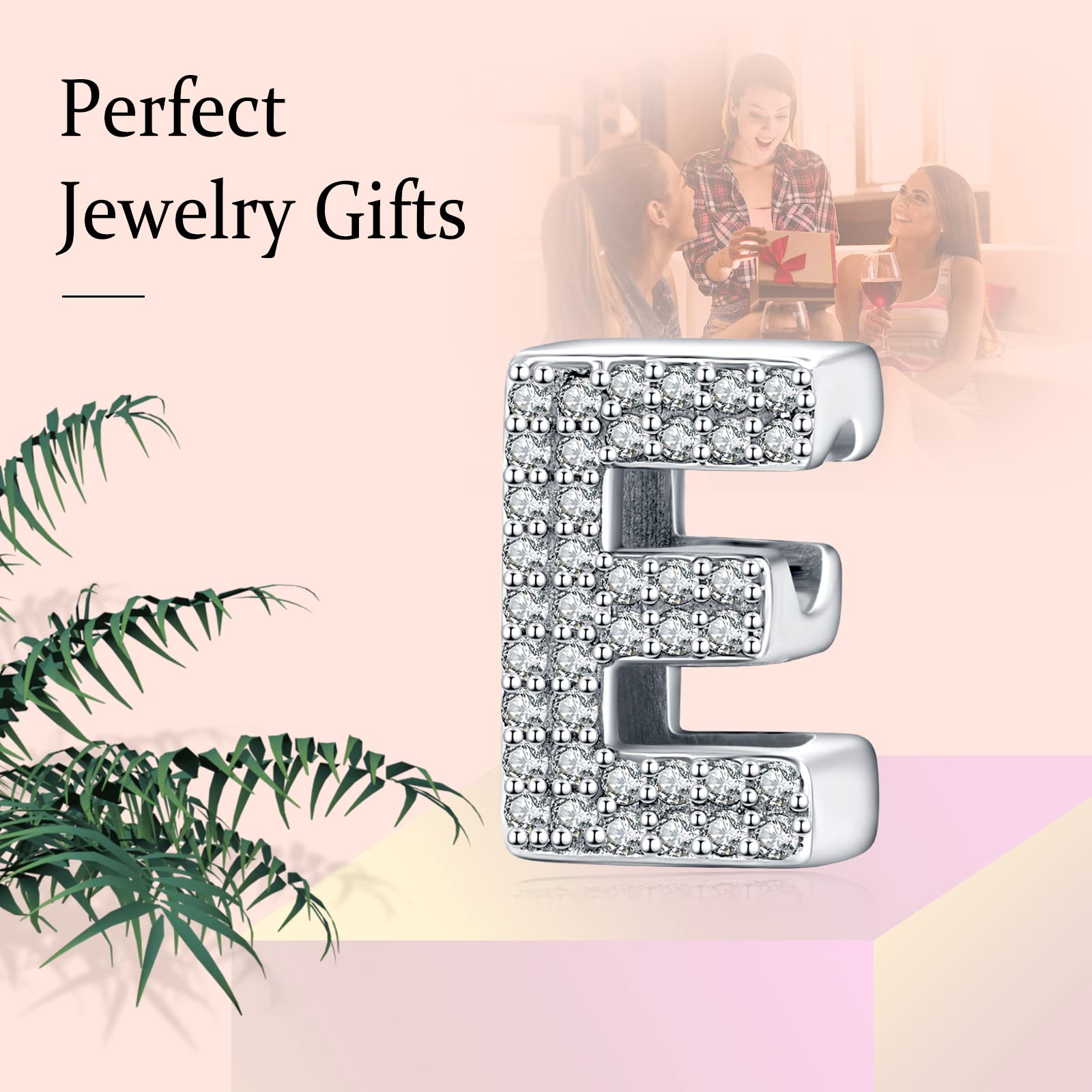 LaMenars Charms con lettere dalla A alla Z, perline in argento sterling 925, adatte a bracciali con zirconi 5A, regali di gioielli di compleanno per donne e ragazze