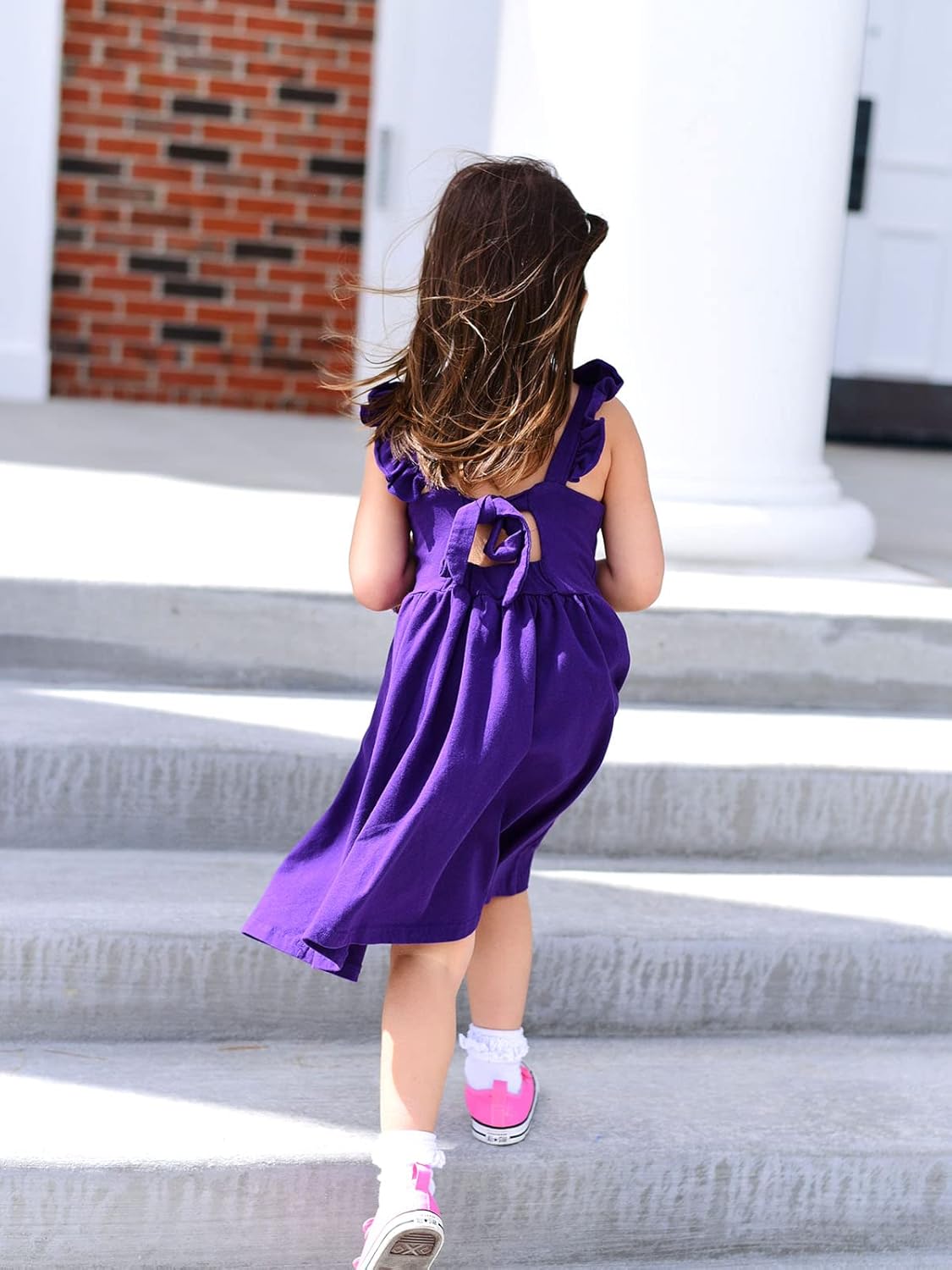 Little Girls Tie Back Dress Kids Vintage Sundress Casual Sleeveless Dresses 3-7 Years - Image 6