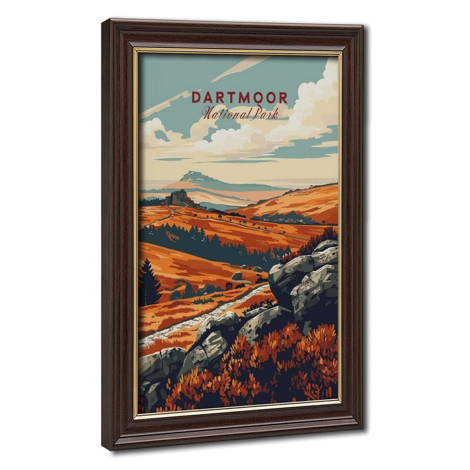 Bareronor Mokume Gane Frame-Style Dartmoor Canvas Poster For Living Room Decor Gift