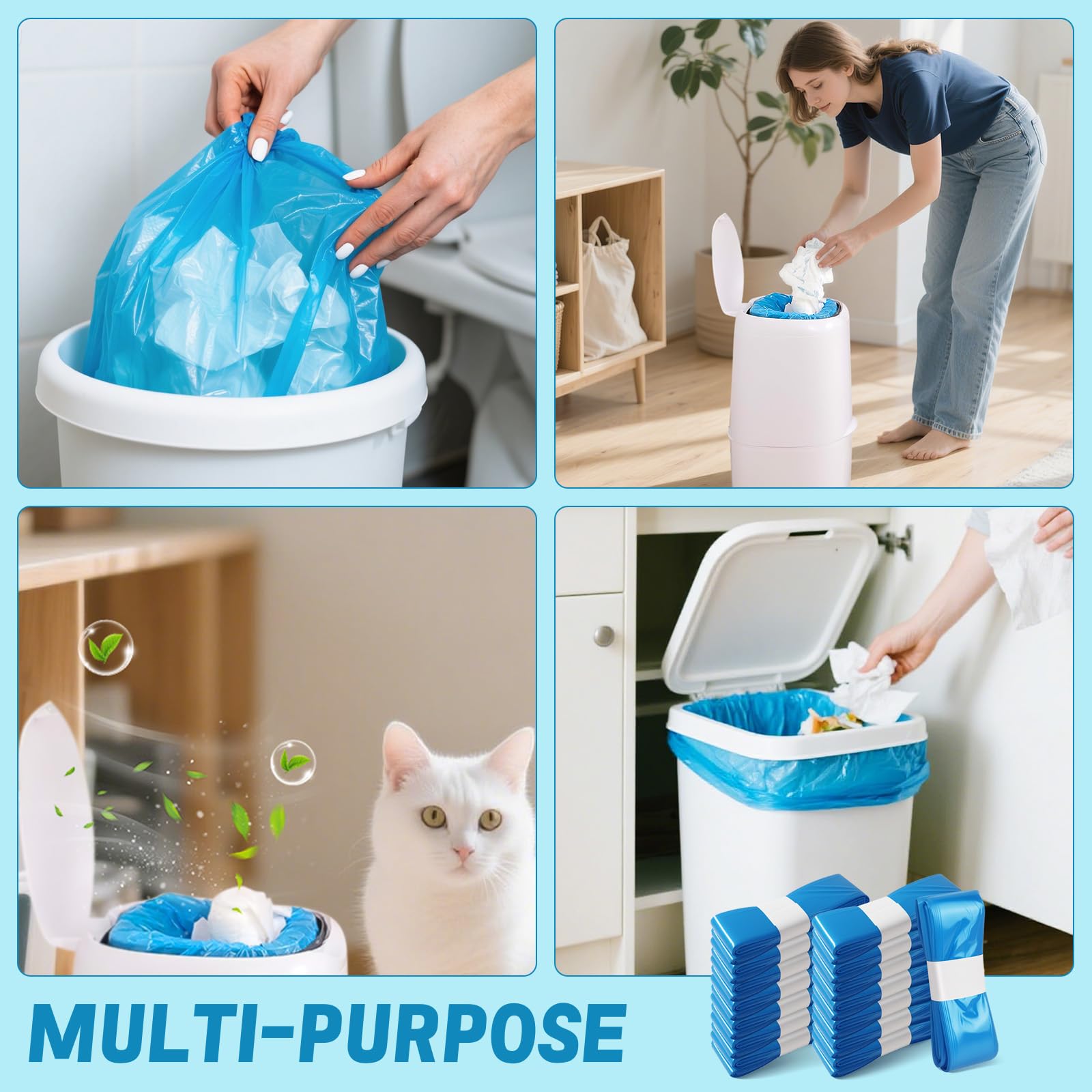15 Recambios Contenedor de Pañales,4,5M Recambios de Papelera Pañales Bebe,Gran Capacidad Antiodor Bolsas Pañales Recambios
