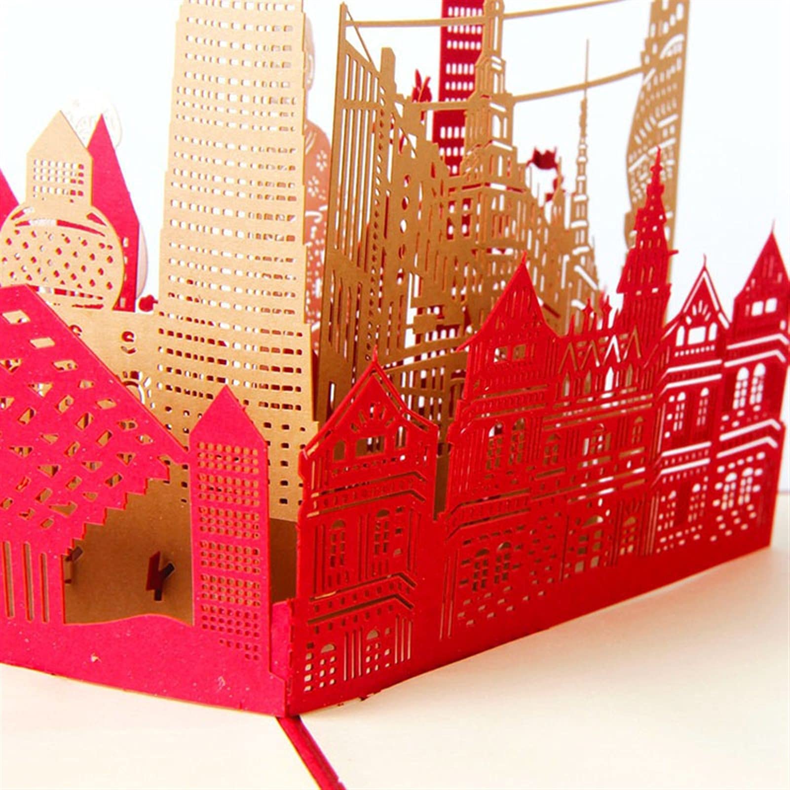 Karty okolicznościowe festiwal błogosławieństwo kartka architektura papier zaproszenie kartki pocztowa biznes festiwal prezent pamiątka kolekcja 3D wycinane laserowo karty podarunkowe (rozmiar: 8 szt.)