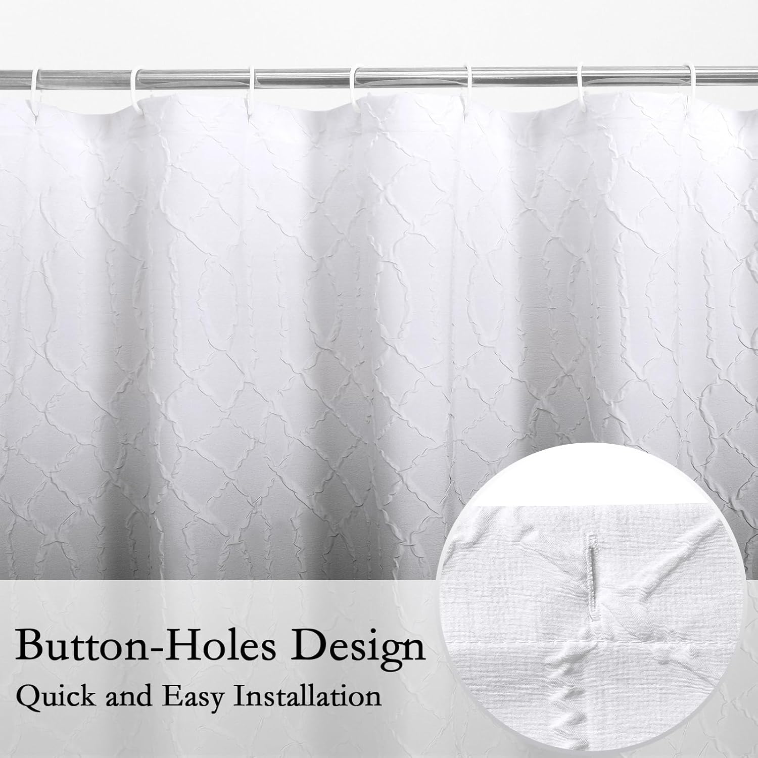 Gibelle Diamond Shaped Shower Curtain Hooks Set of 12, Bathroom Curtain 72" W x 72" L