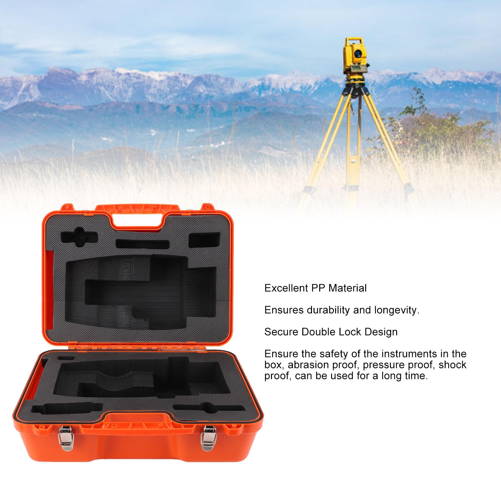 Cocoarm Estuche de Transporte para Prismas, Material Liviano de PP, Diseño de Doble Bloqueo, Resistente a Impactos y Presión para Instrumentos Topográficos y Profesionales