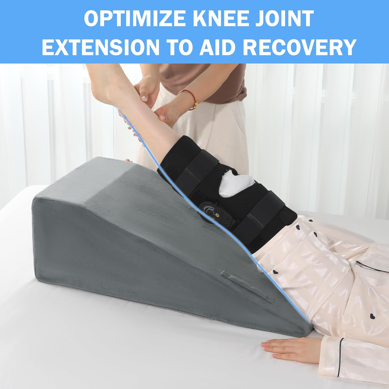 ROYALAY Leg Elevation Pillows for After Surgery, Knee Surgery Recovery Equipment with Handle, Leg Lifter Blood Circulation, Knee Replacement Recovery Aids for Hip Foot Ankle, Single