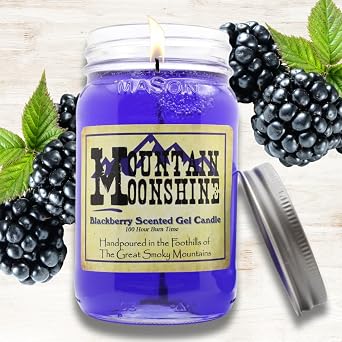 16 oz. Mountain Moonshine BlackBerry Blaze Scented Gel Candle, Tennessee Mason Jar Country Candle