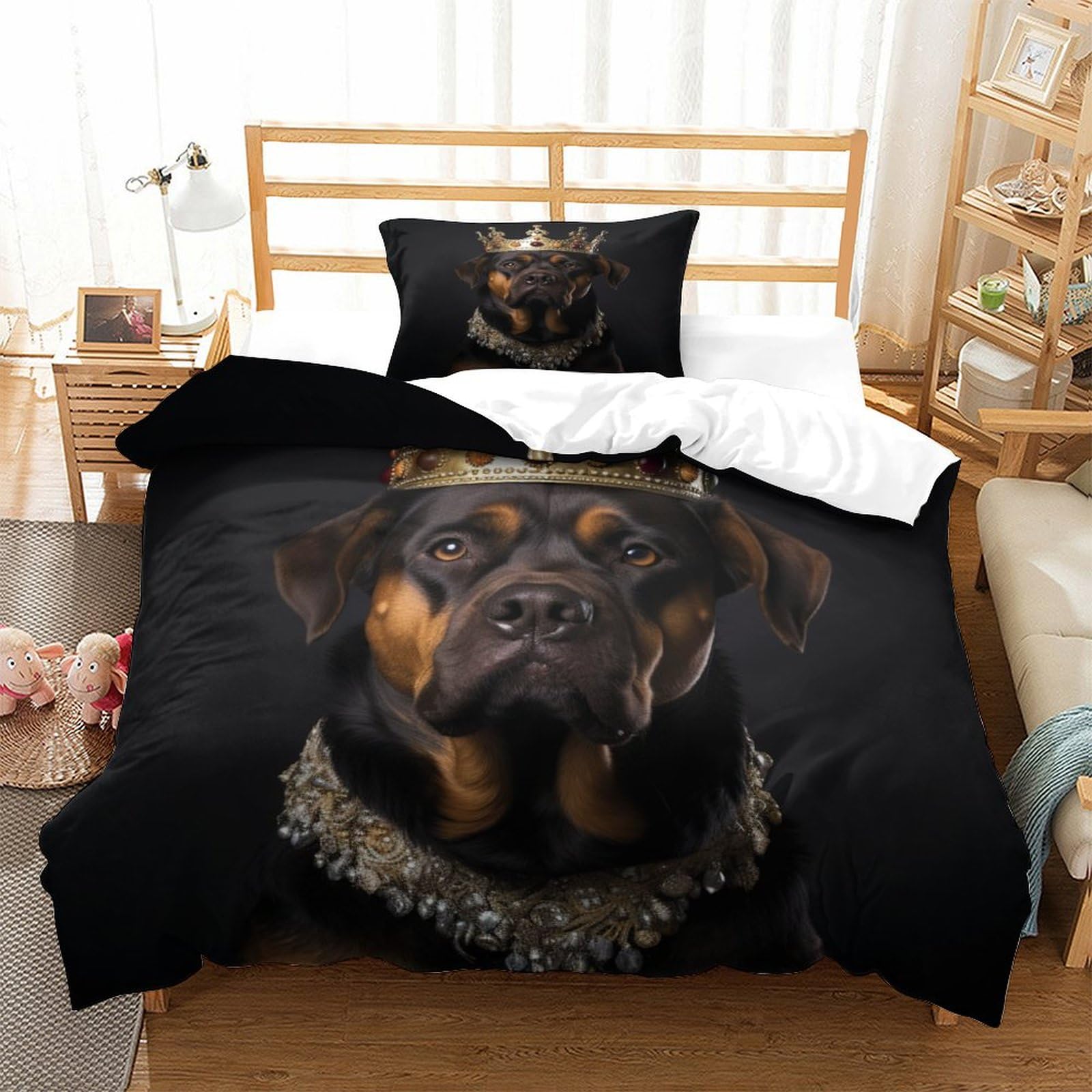 P1S9U7W5Y 3D Printed Large Dog Animal 3pcs Microfiber Pet Duvet Cover Set Dog Bedding Set Single