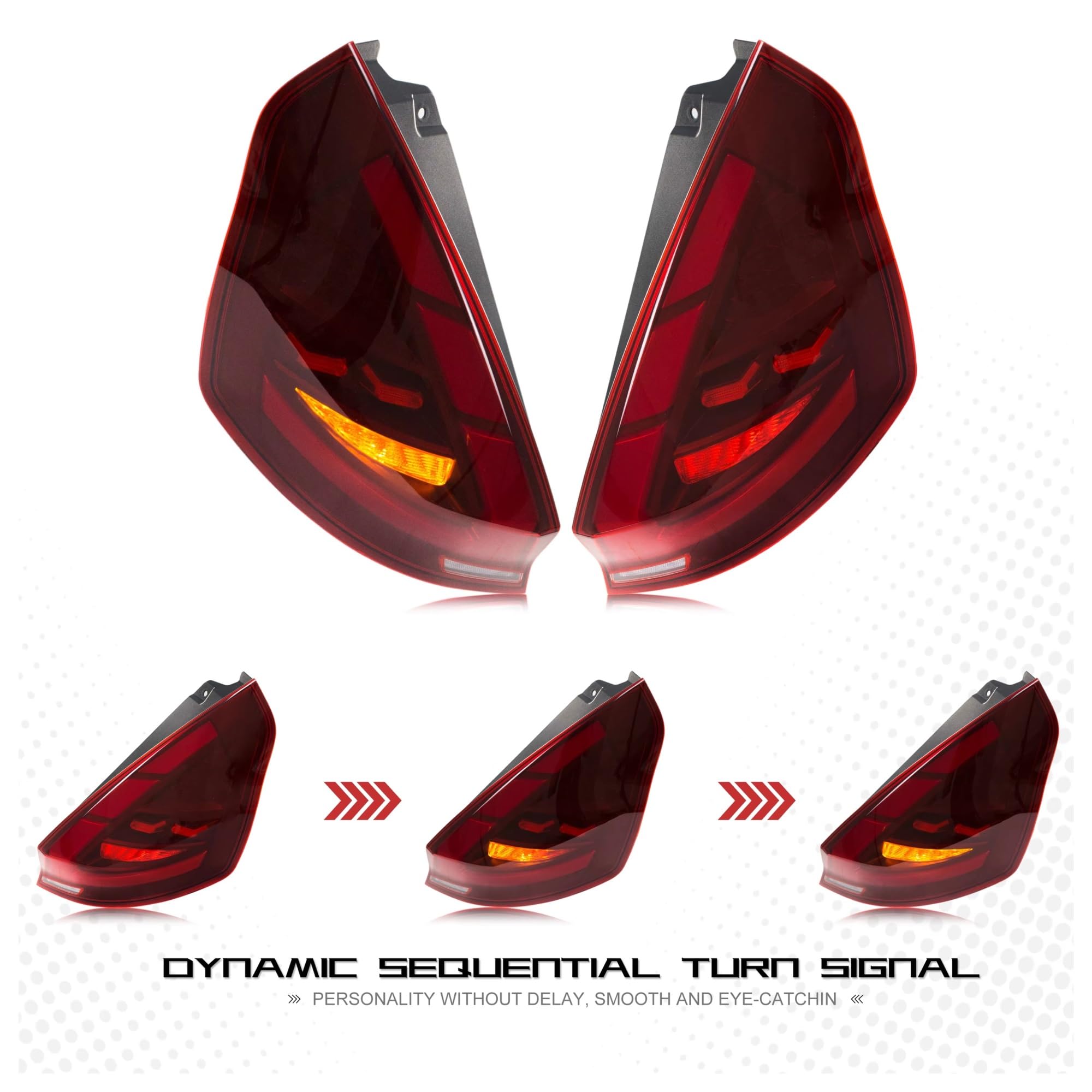 traseras Para Ford para Fiesta para MK7 para MK7.5 VI Hatchback 2008-2020 par intermitente secuencial conjunto de lámparas traseras LED luces traseras rojas Luces de freno