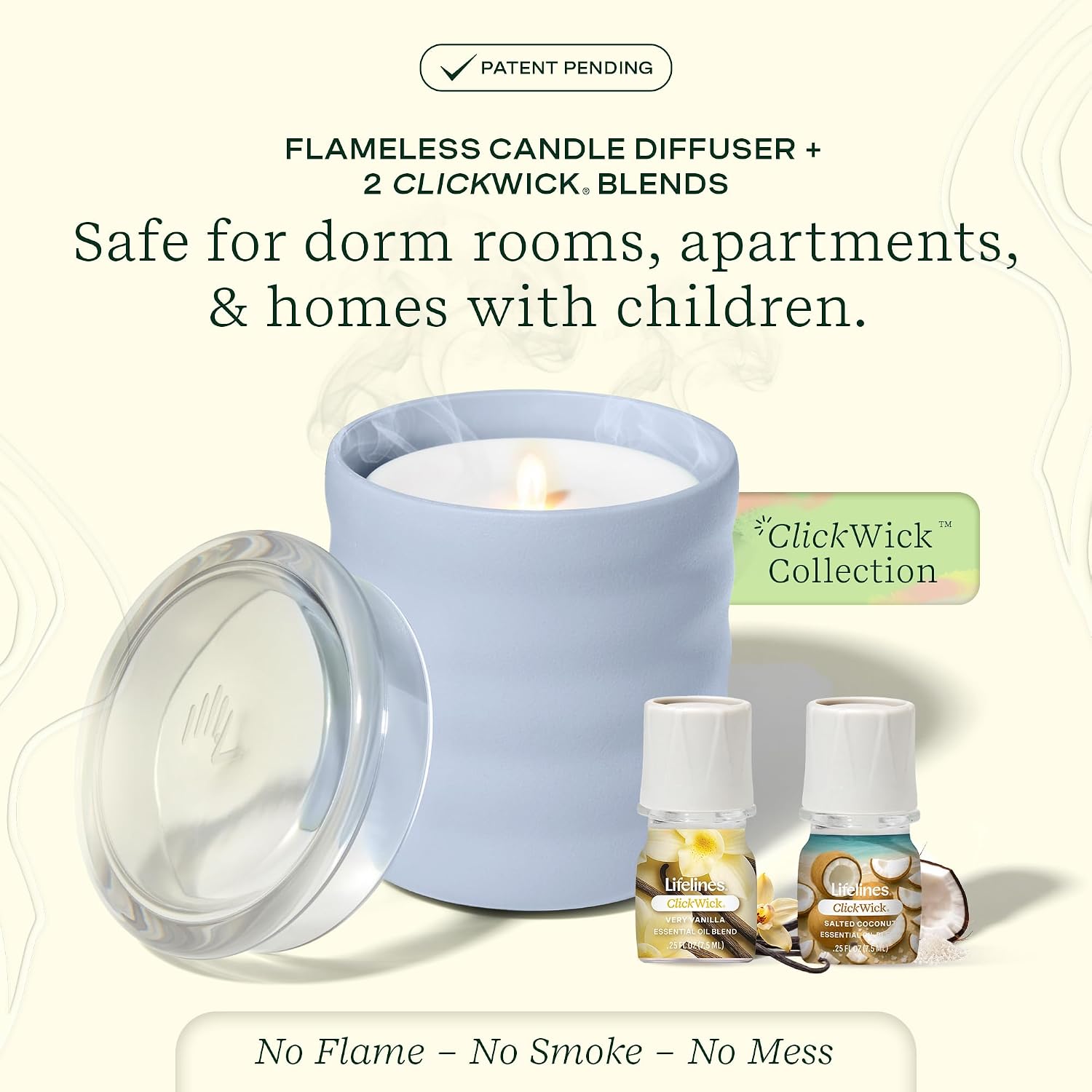 Lifelines Flameless Candle Diffuser with 2 Clickwick Essential Oil Blends image 2