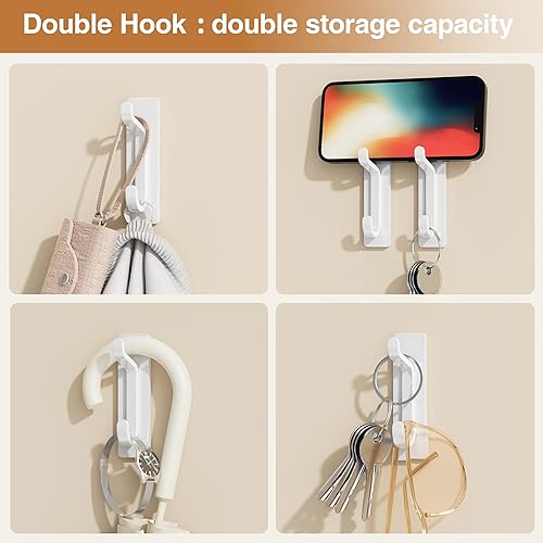 Miniatura 4 de Ganchos de pared autoadhesivos para colgar extra fuertes 13 libras, gancho para abrigo, toalla en baños, ducha, cocina, pared, gancho de puerta,