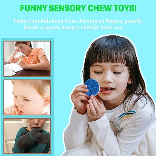 Miniatura 10 de Collares masticables para niños sensoriales, paquete de 2 collares masticables de silicona, juguetes sensoriales para niños y niñas con masticación,