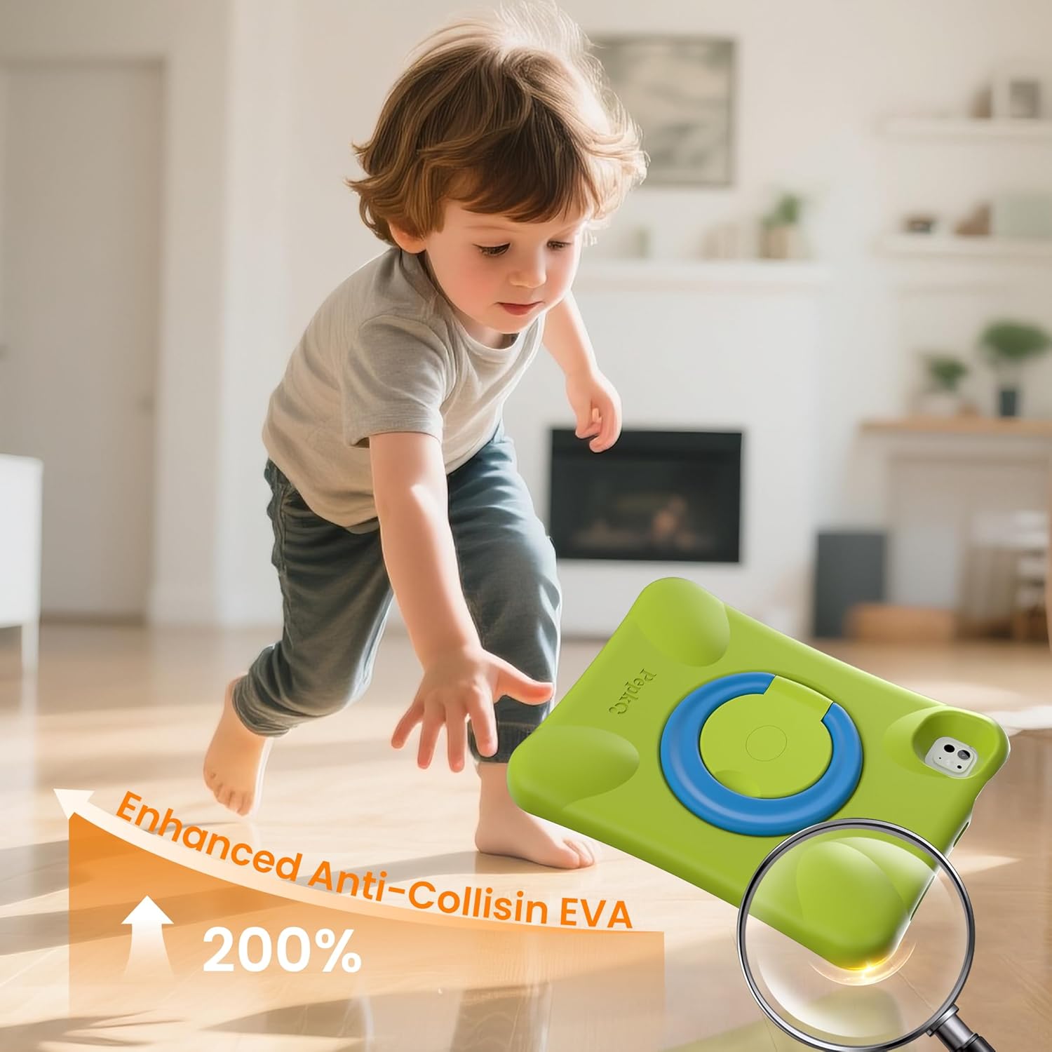 Pepkoo EVA Kid-Proof Case for iPad Pro 11 inch M4 2024 (A2836/A2837),Shockproof Heavy Duty Cover with Stand,Design for Kids Children