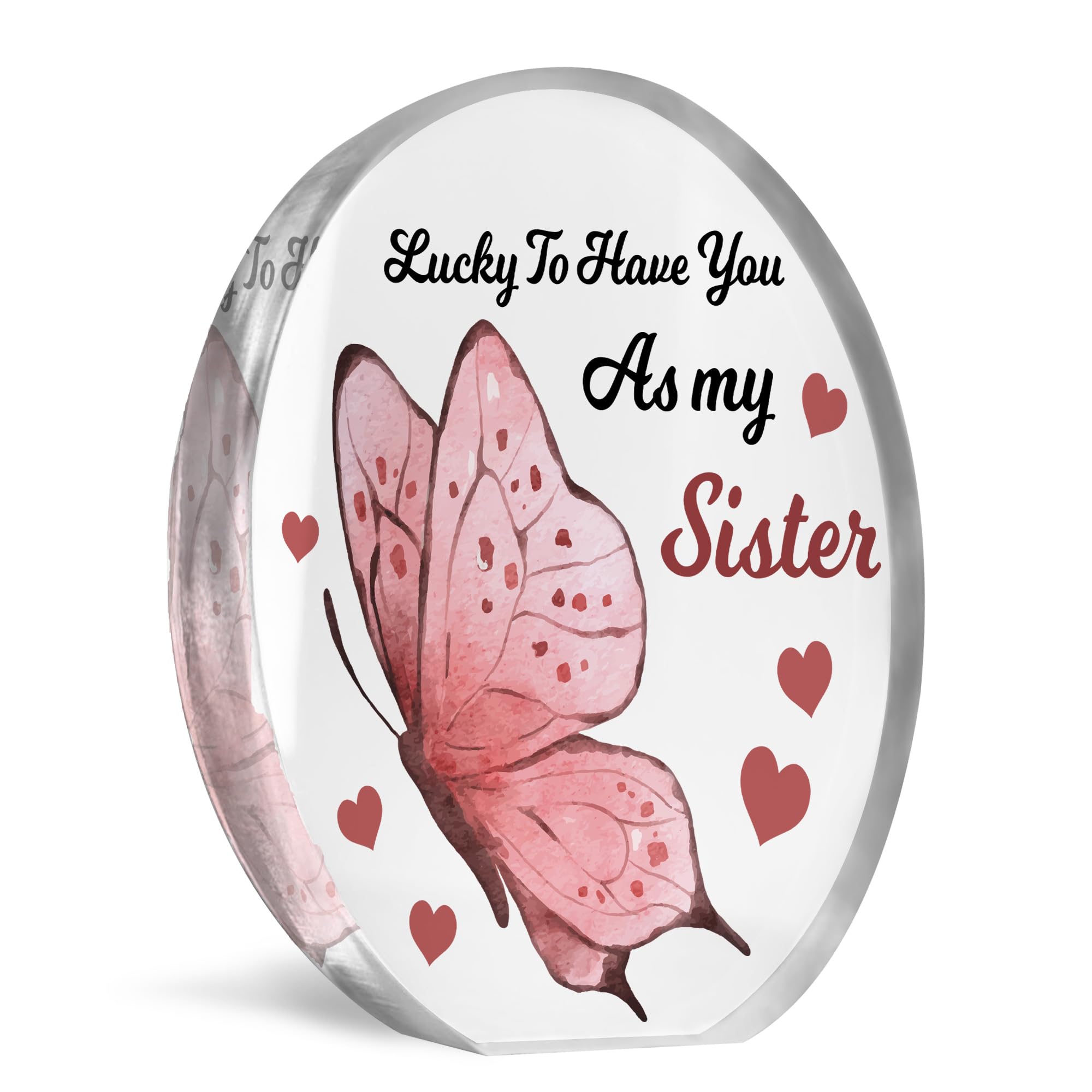 Red Ocean Lucky To Have You As My Sister, Gift For Sister, Gifts From Brother, Thank You Gift For Her, Sister Birthday Gift, Sister Gift For Christmas, Sister Plaque, Best Friend Keepsake