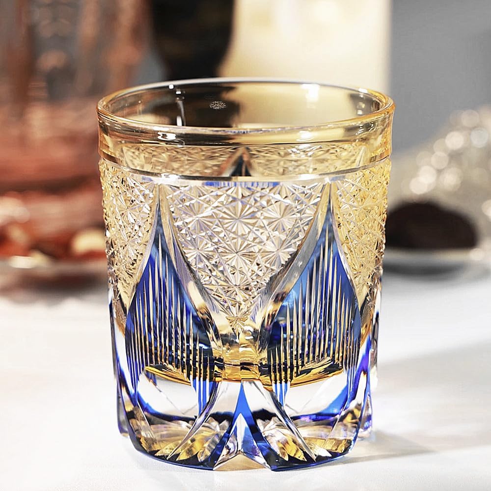 JEKE Edo style Color Hand Cut Crystal Glass Tumbler Whisky Gass 9 Oz Glassware with Luxury Gift Box,Cocktail-Vodka-Beer Drinkingware Glasses In Gift Carton (C) - Image 2