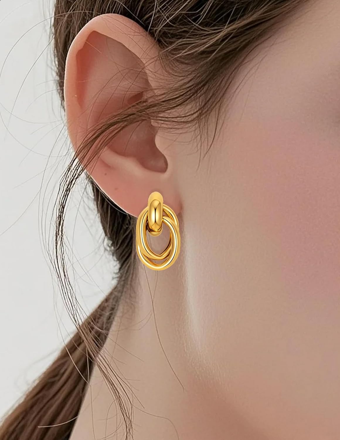 8 Pairs Gold Knot Earrings for Women Geometric Twisted Long Link Drop Dangle Earrings Lightweight Chunky Statement Earring Stud Jewelry Gifts - Image 4