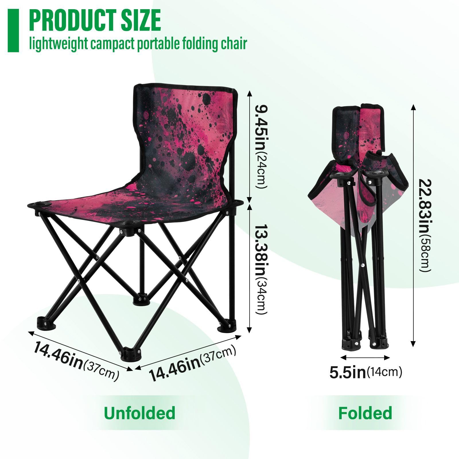 Przenośne krzesło kempingowe z czarnym proszkiem i atramentem, ultralekkie, składane, zawiera torbę transportową, krzesła turystyczne, ultralekkie, na piknik, kemping