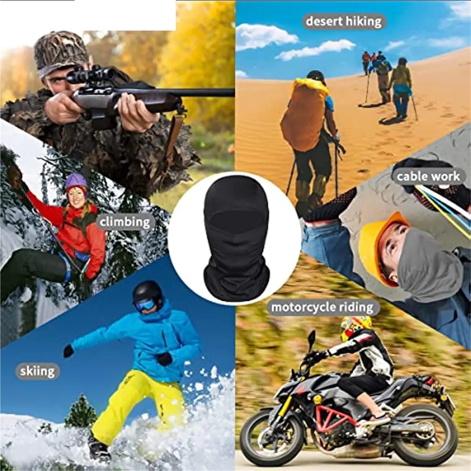 Lot de 2 Masques Ski for Homme et Femme, Masque intégral, Capuche, for la Neige, Moto, Course à Pied, par Temps Froid pour Sports Ski Extérieur