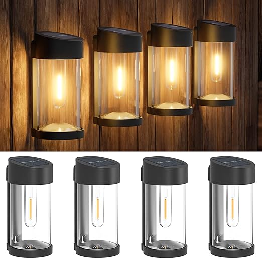 Woolmug Solar Lights for Outdoor Use [4 Pieces/Warm White] Solar Wall