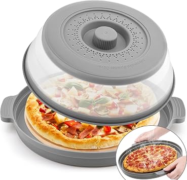 Microwave Splatter Cover & Anti-scald Plate,Collapsible Plastic & Silicone Microwave Cover for Food with Vented,Kitchen Dish Guard Cover for Meal Prep,Home Apartment Essential