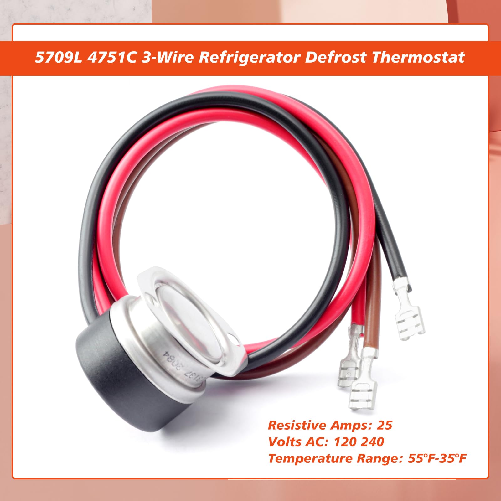 5709L 4751C - Termostato de descongelación para refrigerador de 3 cables de repuesto para control de clima para Larkin para Chandler para ventilador Bohn y piezas de terminador de 2