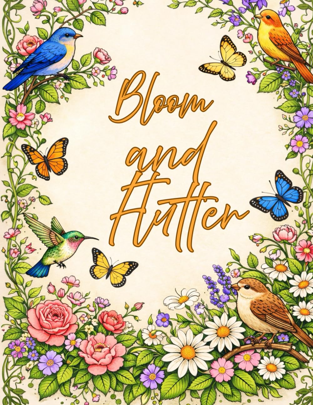 Flowers, Birds & Butterflies Adult Coloring Book: Relaxing Nature Designs for Stress Relief, Mindfulness & Creative Expression