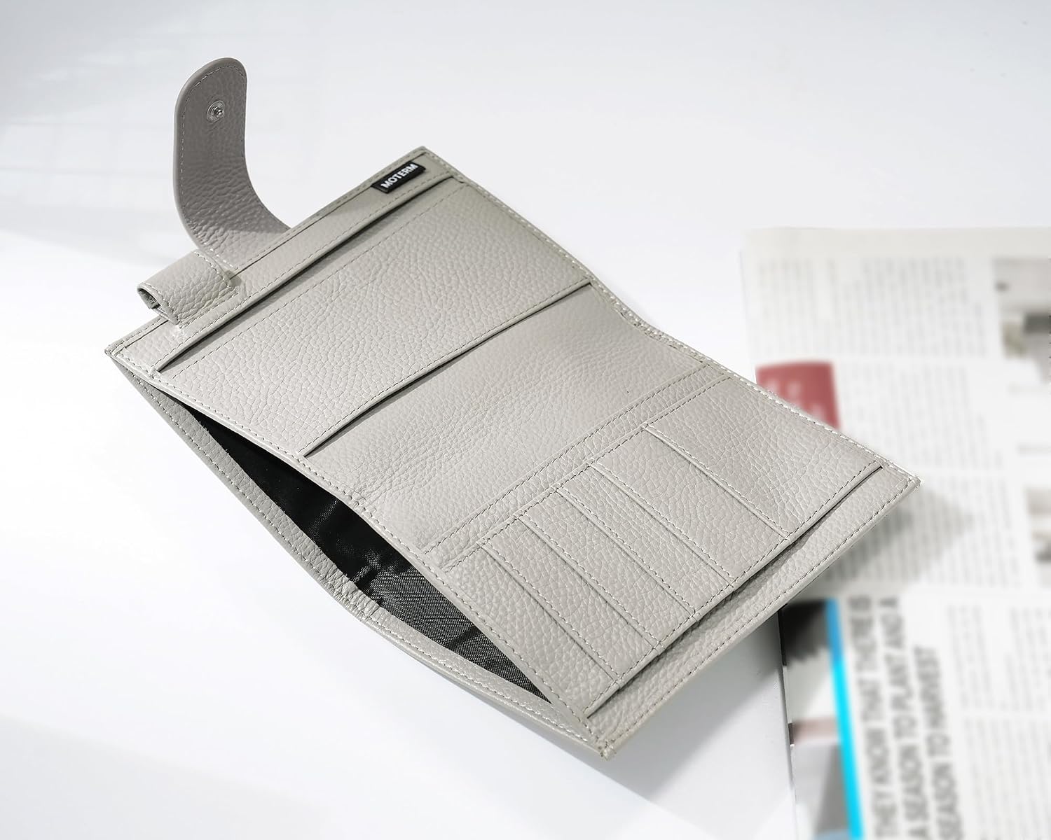 Moterm Leather Cover for Moleskine - Fits Daily/Weekly Planner and Classic, with Pen Loop, Card Slots and Back Pocket (Pebbled-Gray)