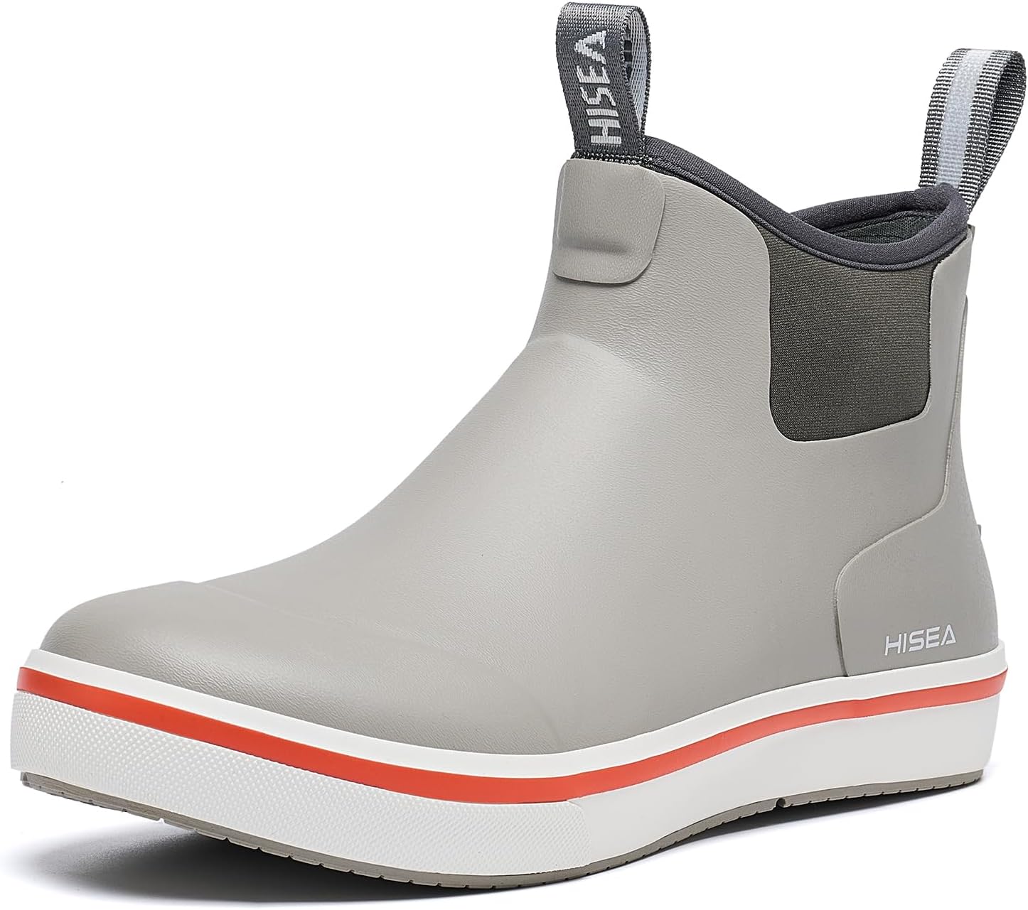 HISEA Men's Deck Rain Boots Saltwater Fishing Booties Waterproof Ankle Rain Boots with High Traction