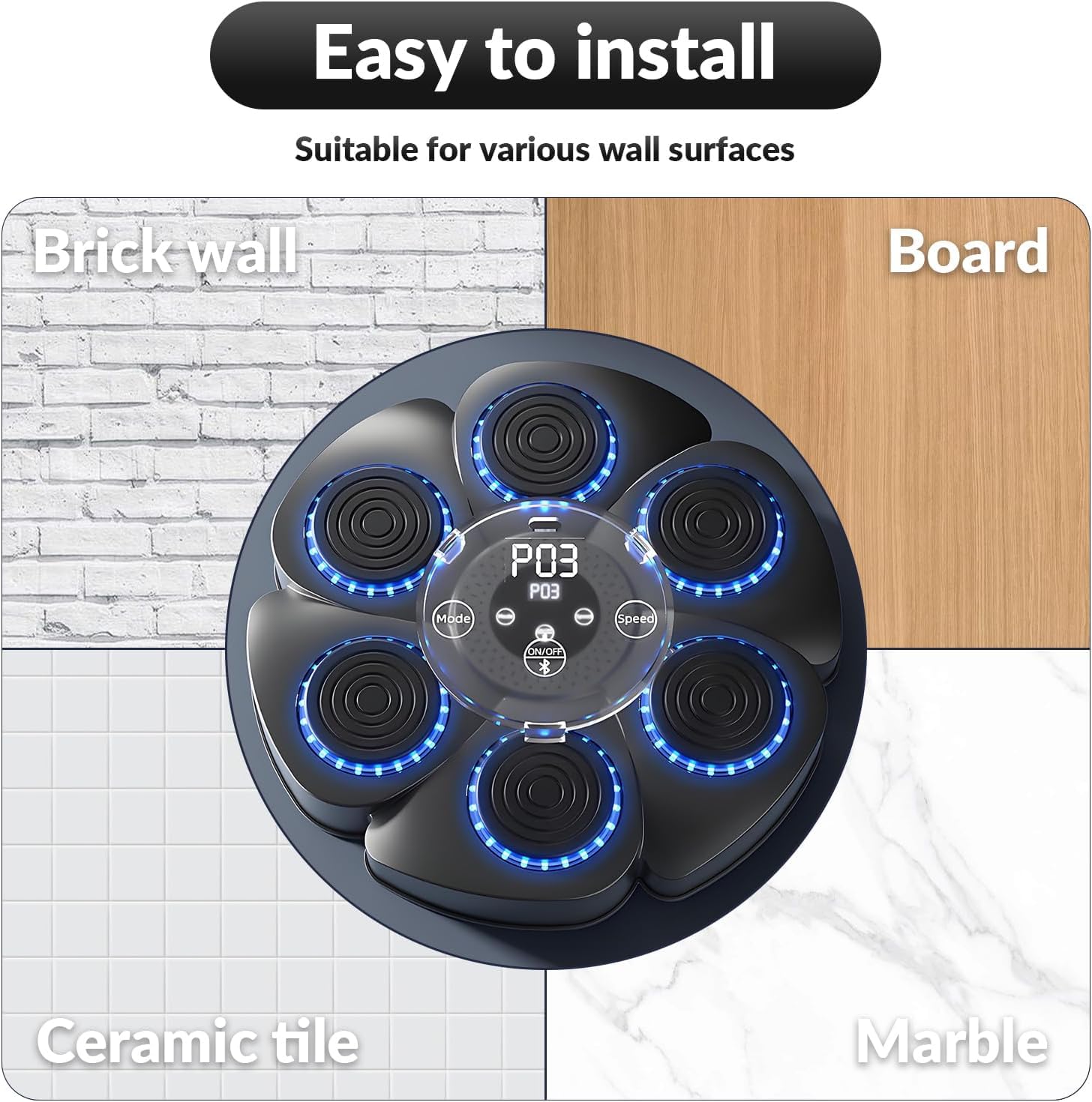 Macchina Da Boxe Musicale Con Bluetooth - 9 Velocità, Luci LED, Per Allenamento Agility - Foto 8