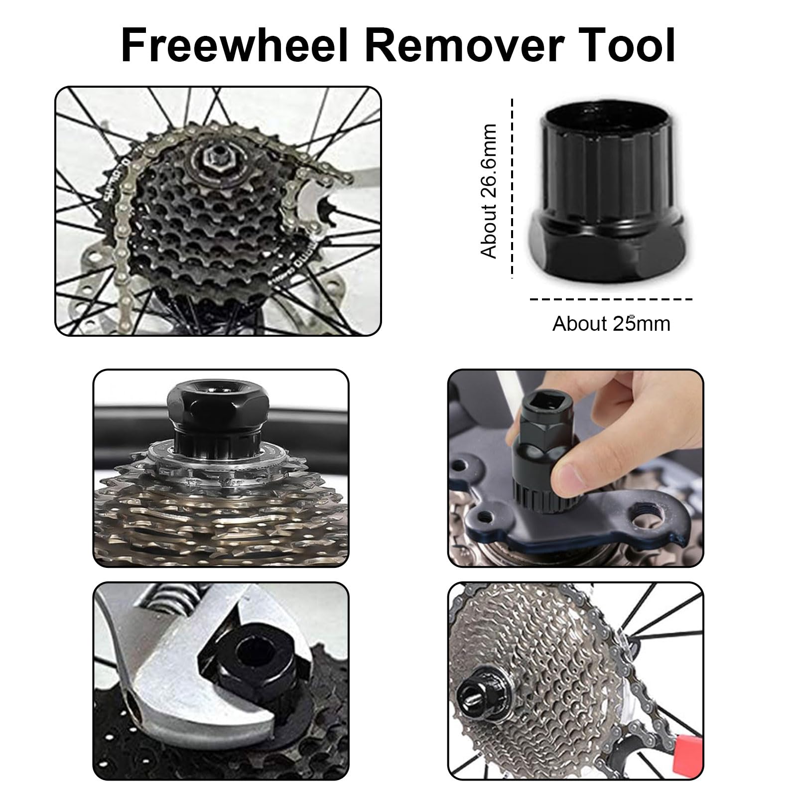 Set di attrezzi per bicicletta, 8 pezzi, incluso strumento di rimozione della cassetta della bicicletta, strumento di rimozione della manovella della bicicletta, strumento di rimozione dell'anello di