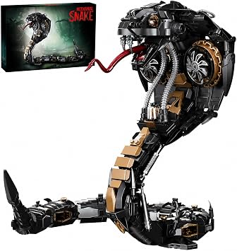 Mech Snake Building Blocks Set 1036 Pieces Steampunk Black Mamba King Cobra Model Kit Articulated Reptile Construction Toy Cyberpunk Home Decor Gift for Adults and Teens
