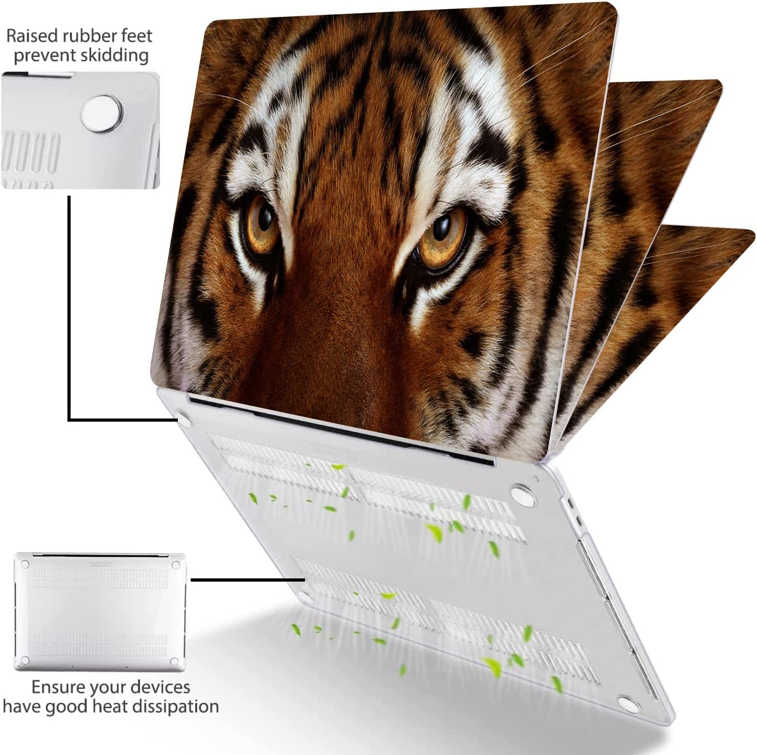 Compatible with MacBook Pro 13 Inch Case M2/M1 2025 2022-2017 A2338 A2289 A2251 A2159 A1989 A1706 A1708 Plastic Hard Shell Case & Keyboard Skin&Mac OS Keyboard Sticker (Tiger)