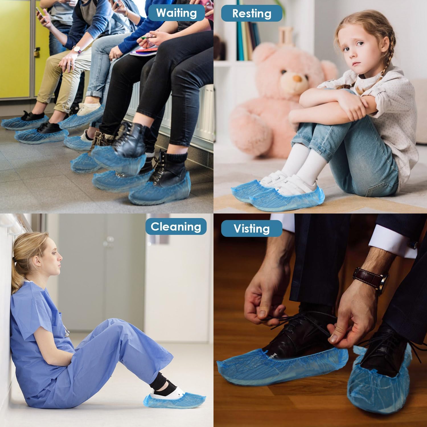 Copriscarpe Monouso in Plastica Blu Impermeabili 100 Pezzi Compatibili con Distributore Automatico