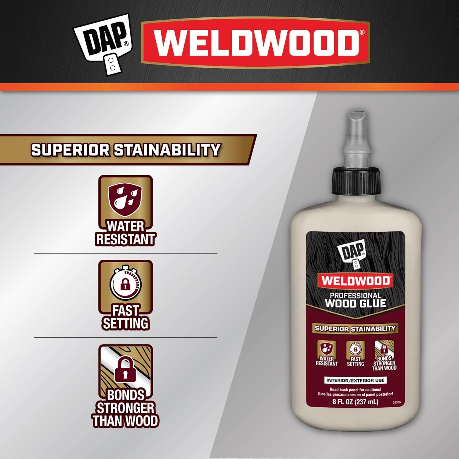 DAP Weldwood Professional Wood Glue, Yellow, 8 oz (7079800480)