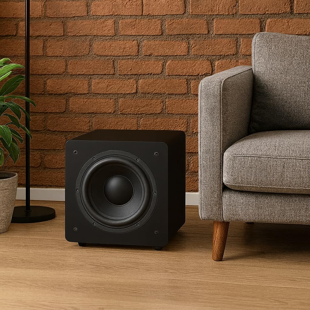 DYNAVOICE Challenger Sub-8 Negro – Subwoofer Activo 8" 90W RMS (125W Máx.), 25-180 Hz, Auto On/Off | para Home Cinema 5.1 y HiFi hasta 25 m² | RCA/LFE y Alta Nivel