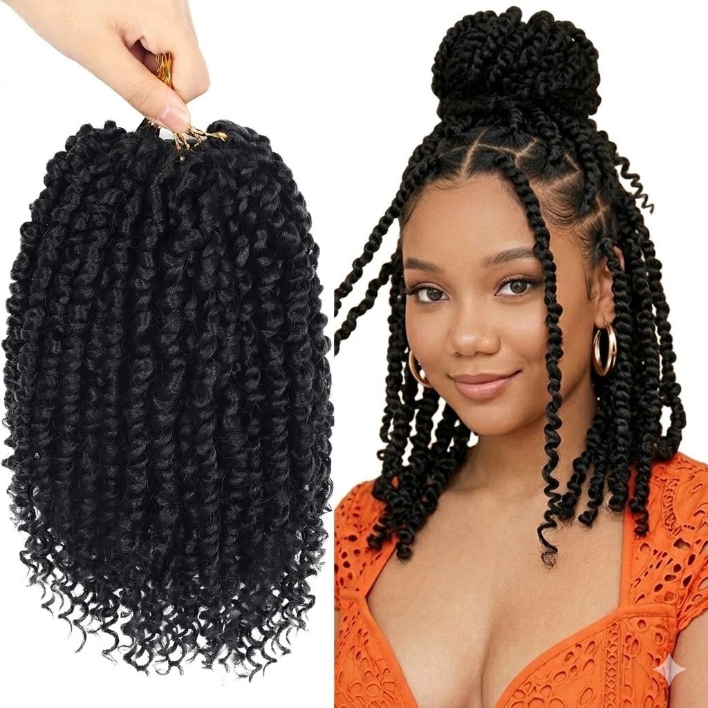 トップス THE SHISHIKUI Twist velor Bileaf Pacote com 8 Passion Twist Crochet Hair de 25,4 cm, pré
