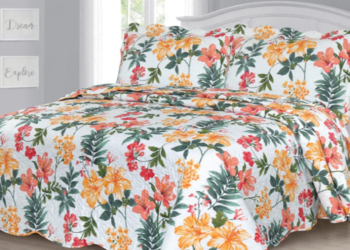 Spring Quilt Set Amazon.com: Generic Spring Home 3-Piece Quilt Set Bedspread Lightweight ...