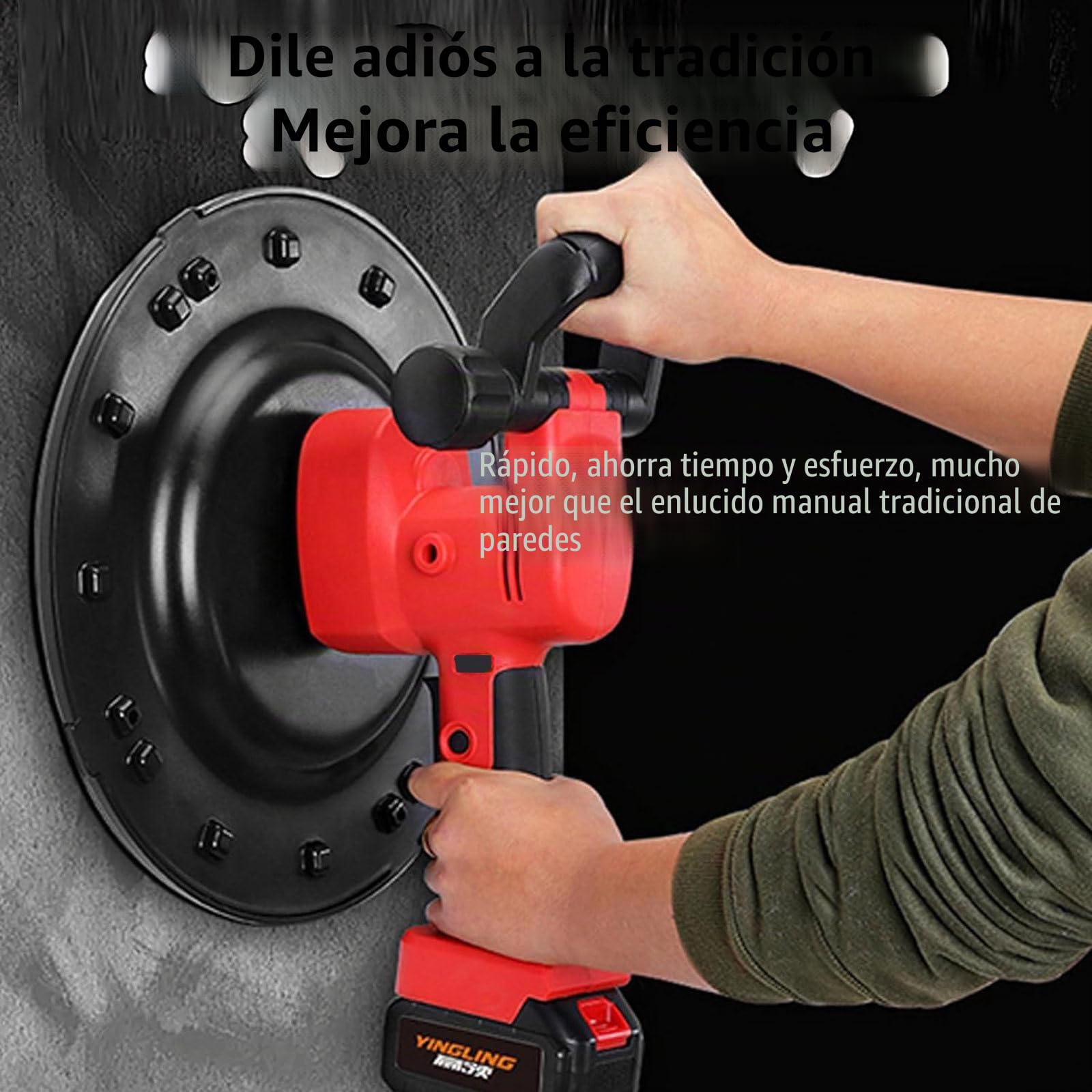 Máquina Pulidora de Alisado de Paredes con Paleta Eléctrica,Kit de Máquina de Alisado de Superficies de Paredes de Cemento de Mano,Para Construcción de Superficies de Mortero de Pared,2battery