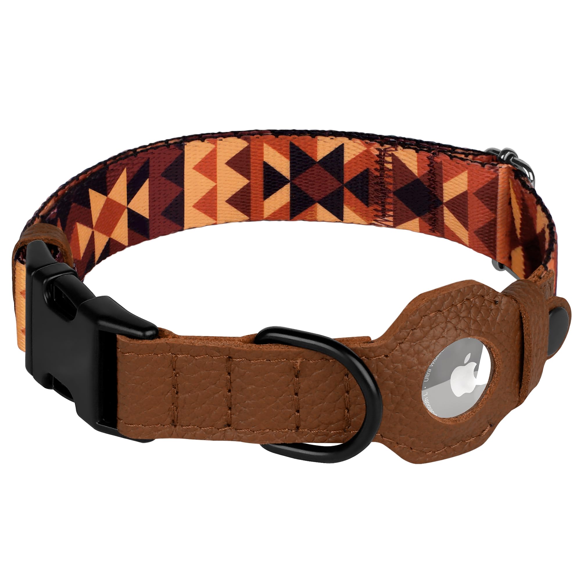 AirTag – Collier pour chien avec boucle en métal – Collier pour chien en cuir souple imprimé avec support Apple AirTag – Collier GPS de suivi sécurisé pour animaux de compagnie pour fille, garçon