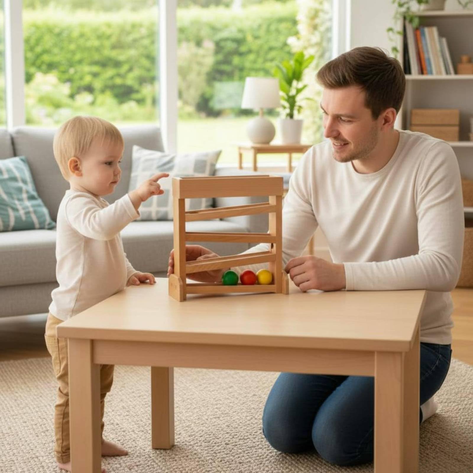 Kinder Visual Holzspielzeug Kugelbahn Laufbahn Lernspielzeug Wahrnehmungsförderung Beobachtungshilfsmittel für Kleine Kinder Spielraum