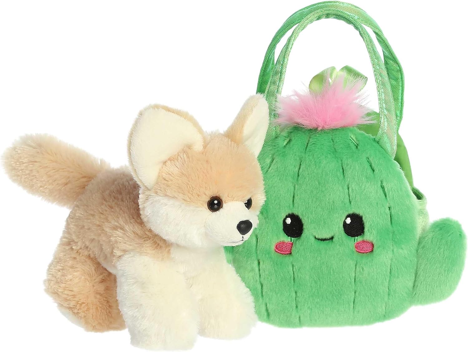 Aurora® Fashionable Fancy Pals™ Smiling Cactus™ Fox Stuffed Animal - On-The-go Companions - Stylish Accessories - Brown 7 Inches