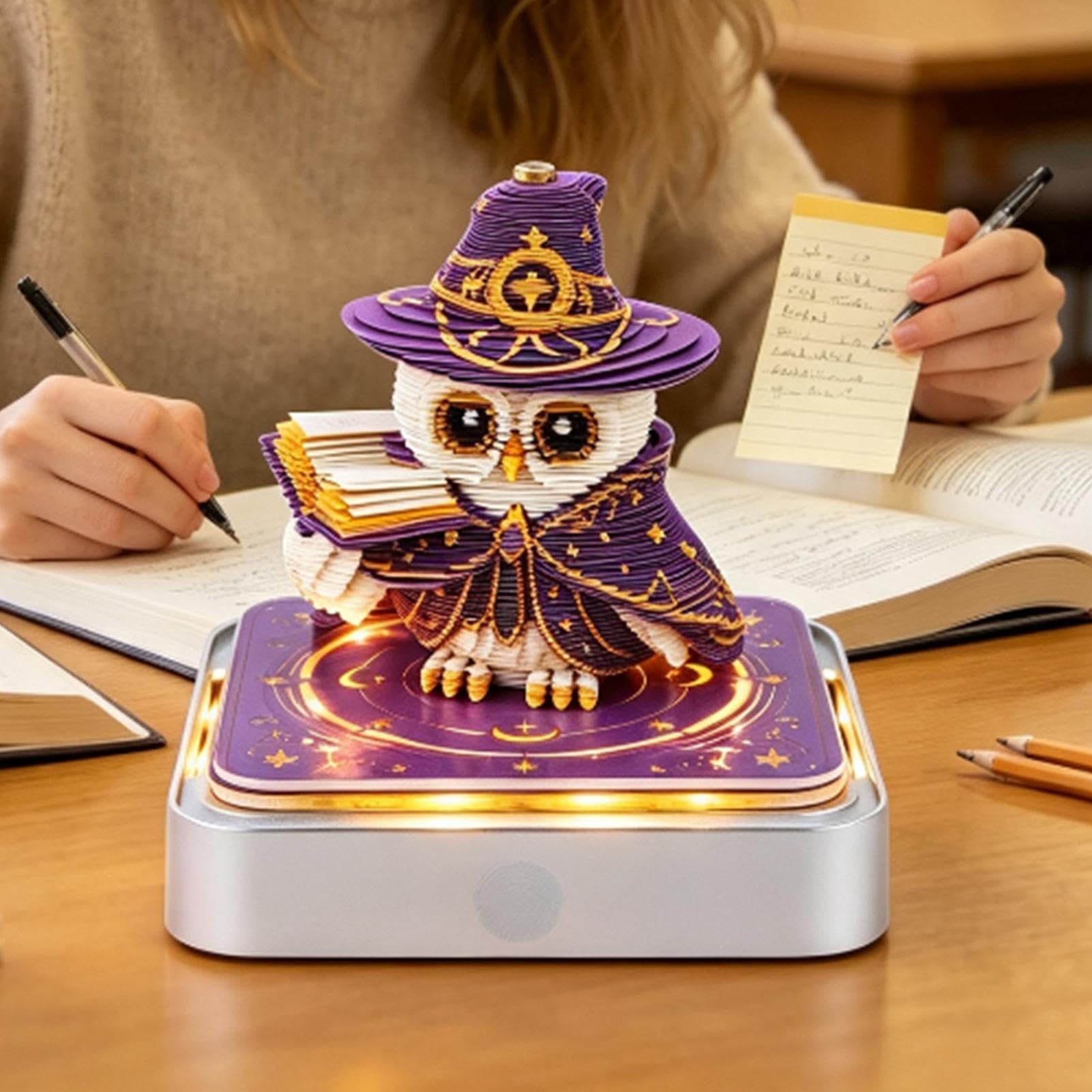 3D Memo-Pad 2027 Beschwörer-Eulen Dekorativer Papierschnitt-Planer | DIY Papierkunst Notizblock Schreibtischdeko für Aufzeichnung Gewohnheitstracking Büro Schule Schlafzimmer Geburtstag