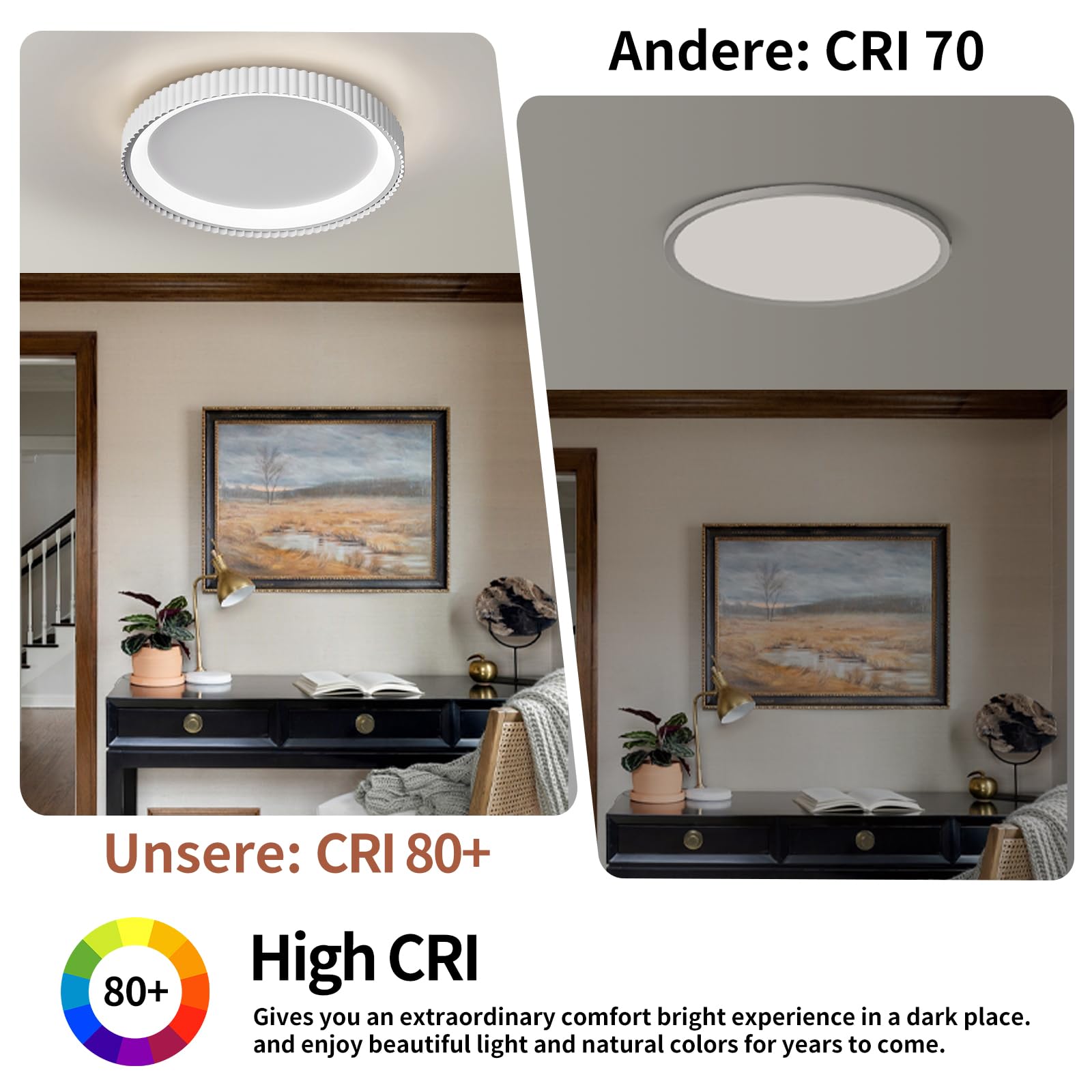 LED Dimmbar Wohnzimmer Deckenleuchte Schlafzimmerlampe mit Nachtlicht Funktion, 36W Deckenlampe für Schlafzimmer, Wohnzimmer, Büro,Esszimmer, Küche 50cm