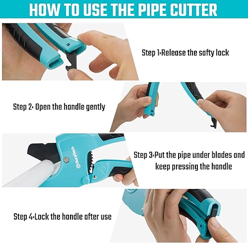 Miniatura 6 de DURATECH Ratchet PVC Pipe Cutter, Cuts up to 2-12" PEX, PPR, PE and Plastic Hoses, with PTFE-Coated Sharp Blade, Suitable for Home and Plumbing