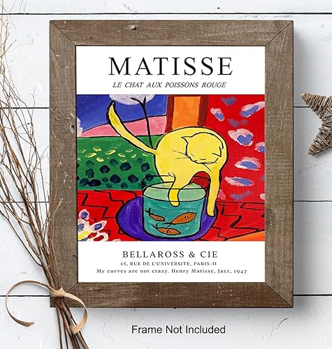Vista 8 de Matisse Poster Cat Wall Decor - 8x10 Mid Century Modern Wall Decor - Minimalist Wall Art - Abstract Art - Aesthetic Room Decor Gallery Wall Art