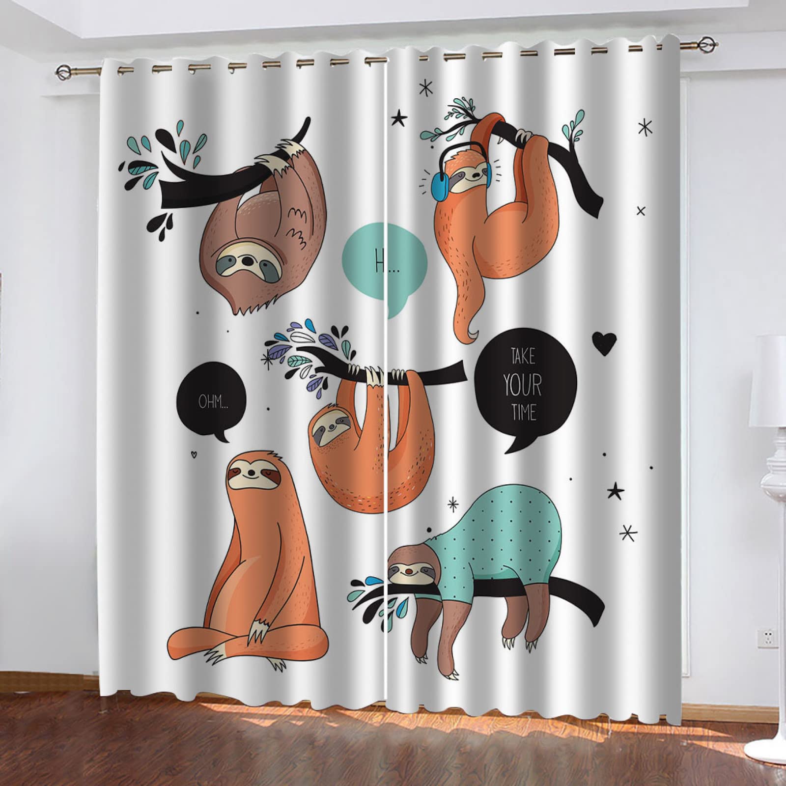 Cortinas Infantiles Niña Niño Bebe Habitacion Opacas Para Ventanas Perezoso De Dibujos Animados 280X260Cm Cortinas Salon Modernas Dormitorio Juvenil 2 Piezas Cortinas Opacas Termicas Aislantes Frio Y