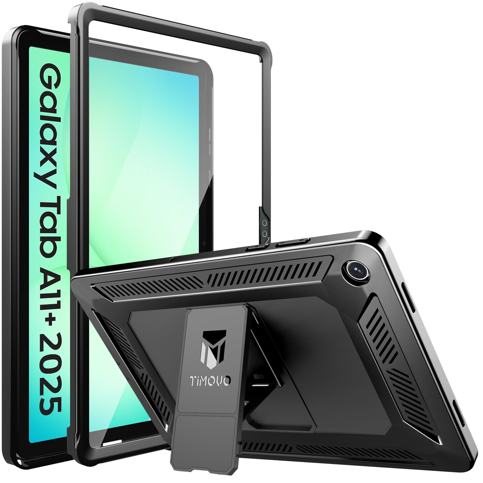 TiMOVO Hülle für Samsung Galaxy Tab A11+/A11 Plus 11 Zoll 2025 SM-X230/‎X236/‎‎X238 mit Displayschutzfolie, Robuste Stoßfeste Ganzkörper Schutzhülle, Schwarz