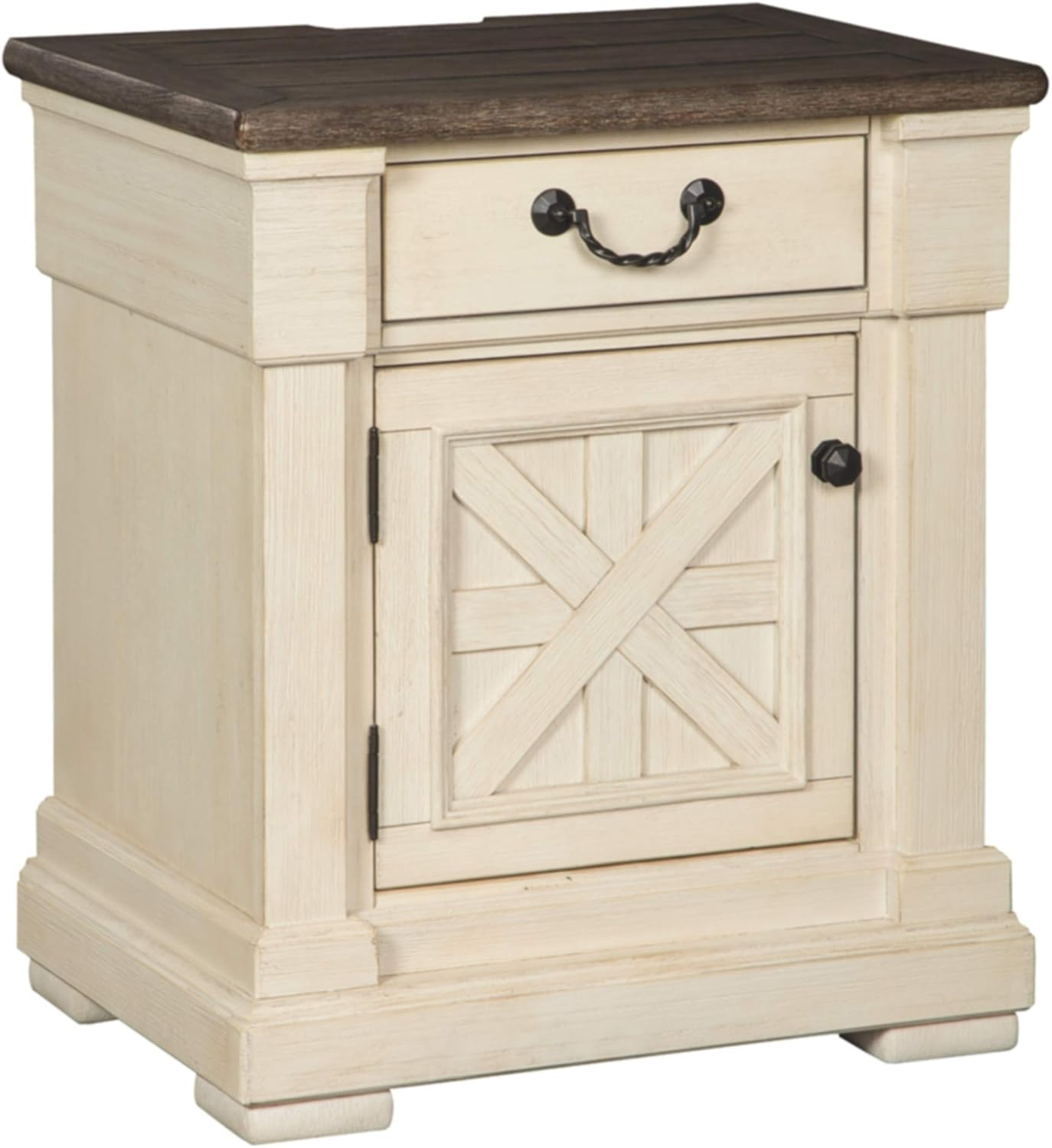 Farmhouse Fresh Two-Tone 1 Drawer Nightstand with USB Ports