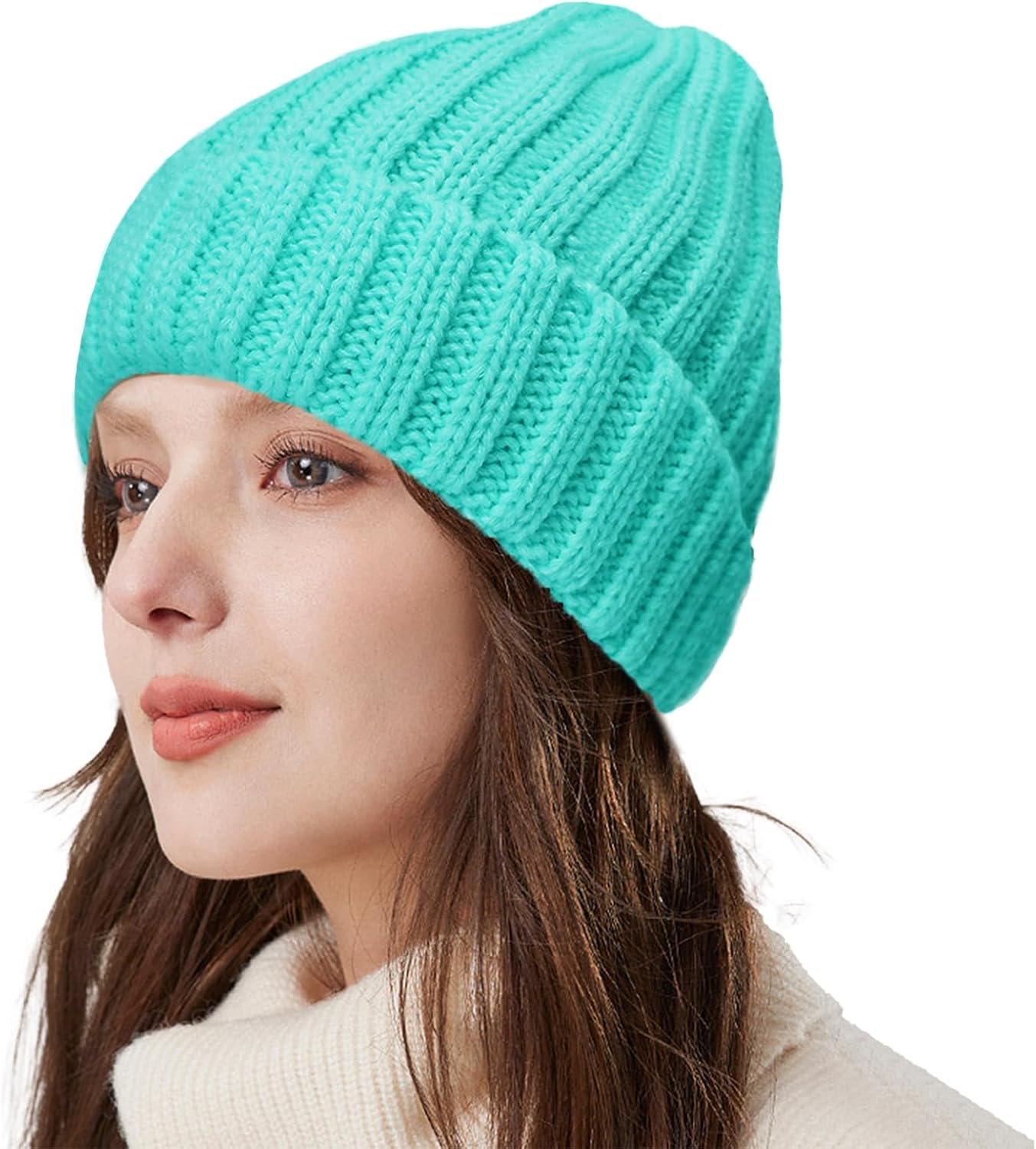 ZOORON 1&2 Winter Beanie for Women Soft Warm Slouchy Knit Hat Ski Stocking Cuffed Cap